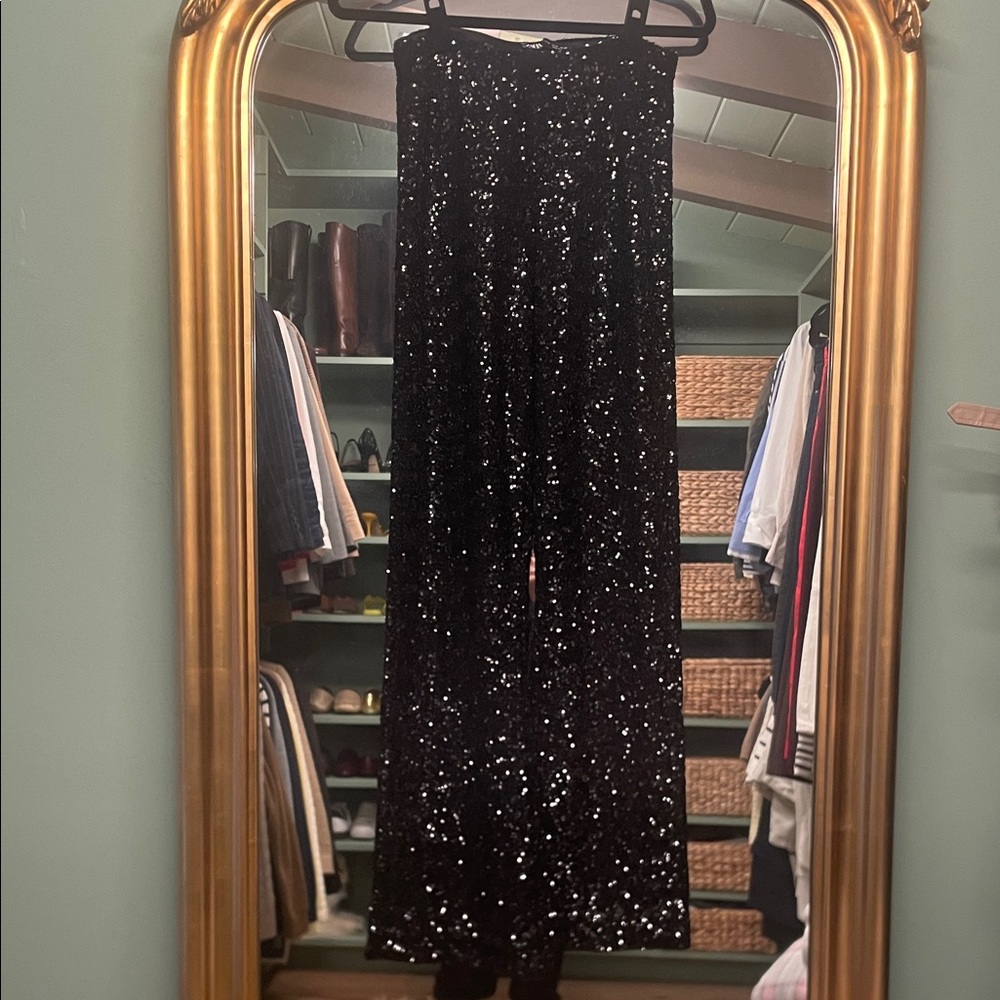Zara Black Sequin flare pants - Elegant Evening Wear